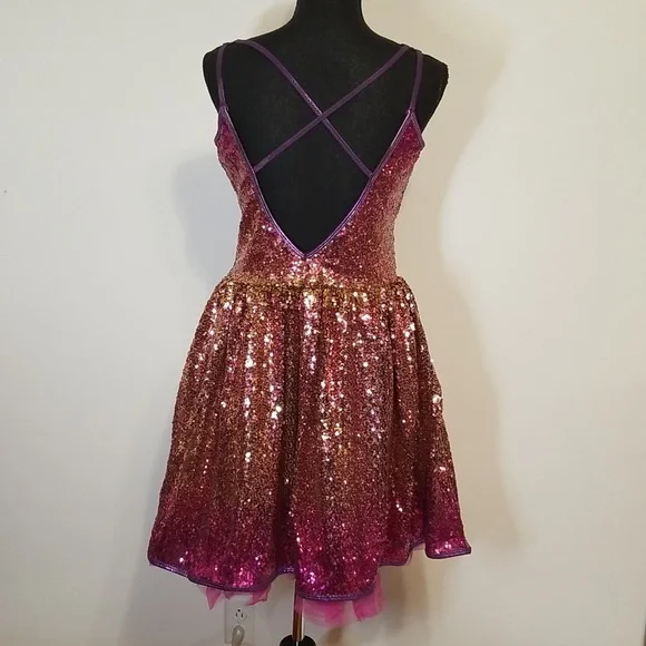 slim fit dress slacks Goddiva – Long Sleeve Glitter Skater Dress – Cocktail dresses – Gold main image 0